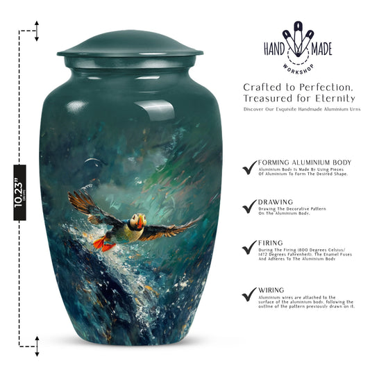 Classic 10-inch Puffin Bird Urn for cremation ashes