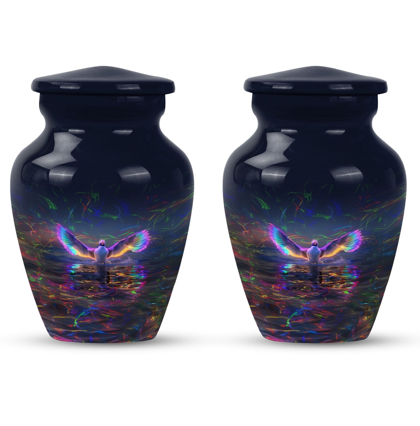 Large 10-inch aluminium Puffin Bird Urn