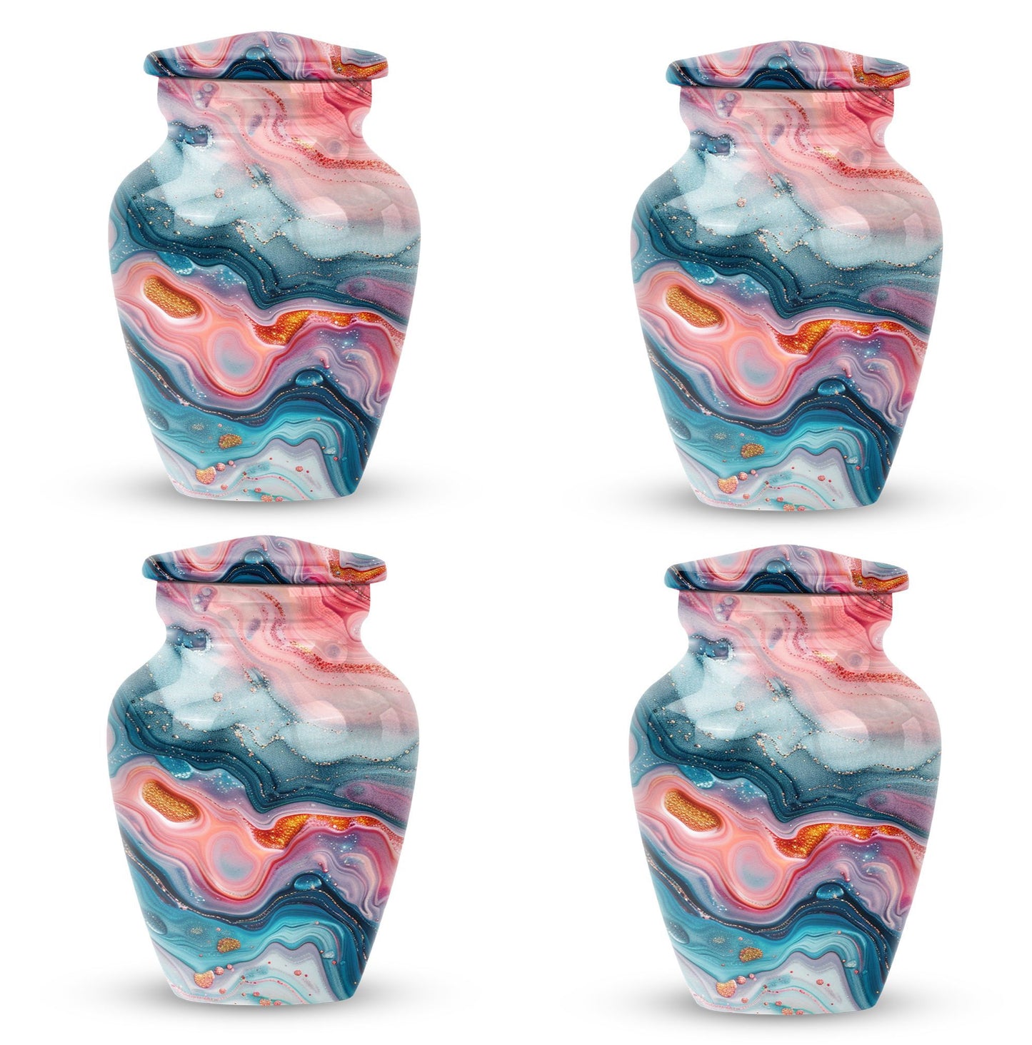 10-inch abstract aluminum cremation urn for dad, with personalization options.
