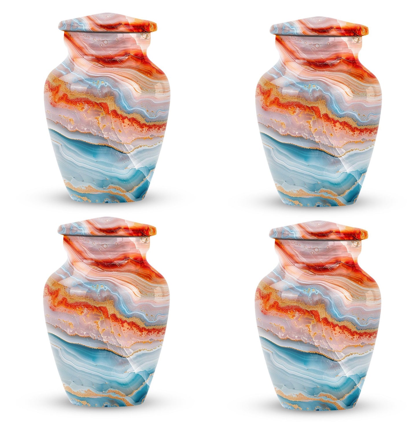 Abstract Urn in Aluminium, large memorial urn for ashes