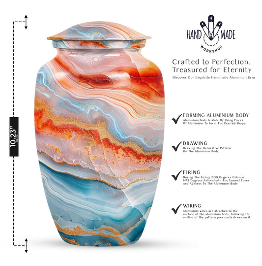 Abstract Urn in Aluminium, large memorial urn for ashes