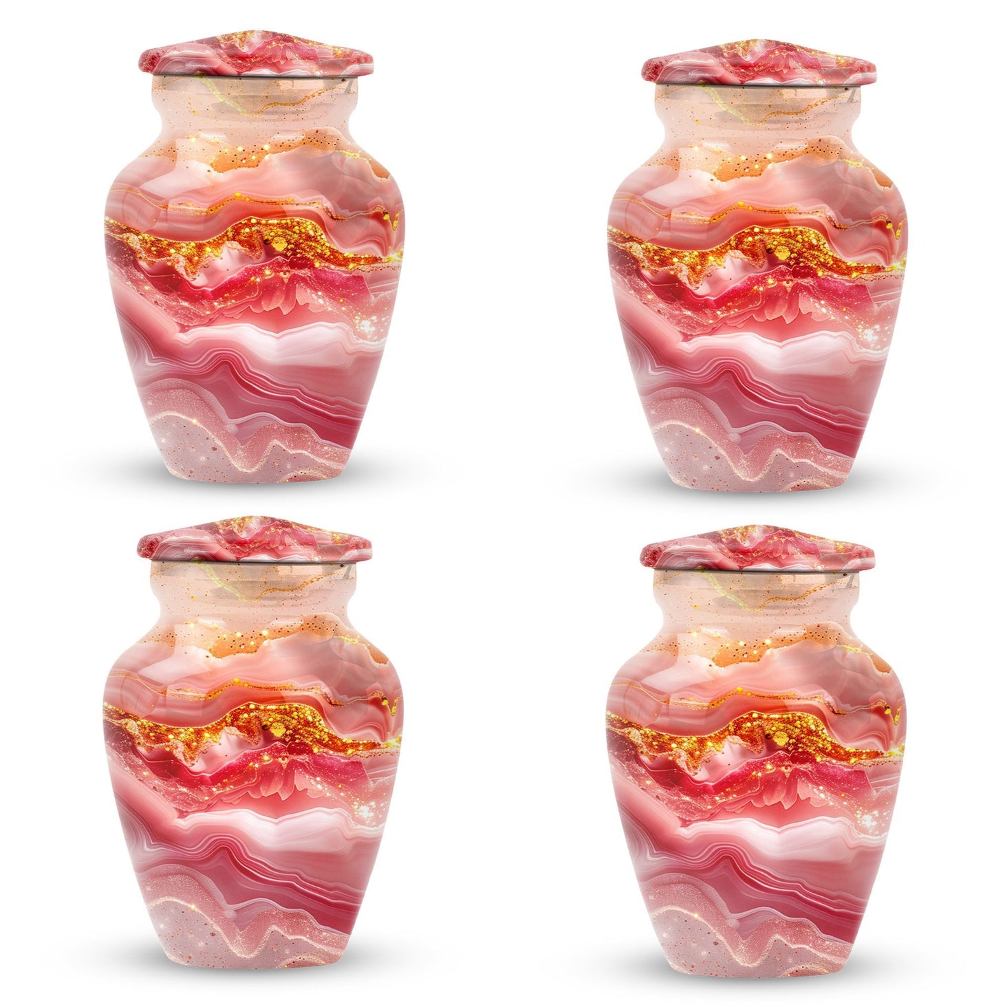 Abstract aluminium classic urn for adult ashes.
