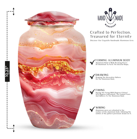 Abstract aluminium classic urn for adult ashes.