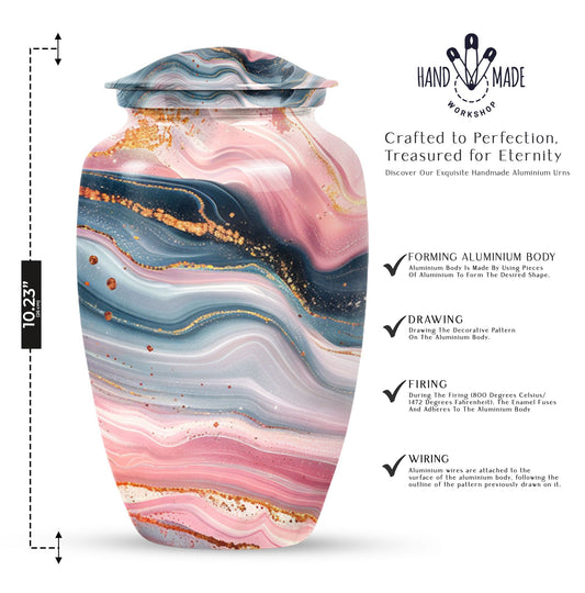 Elegant abstract urn crafted from aluminium for cremation