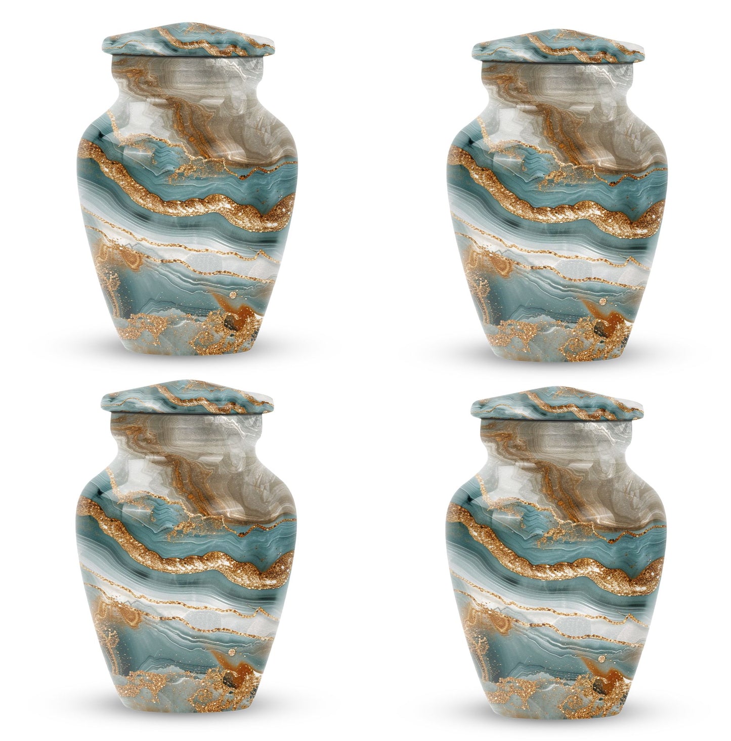 Classic abstract urn, 10 inch aluminium memorial burial urn