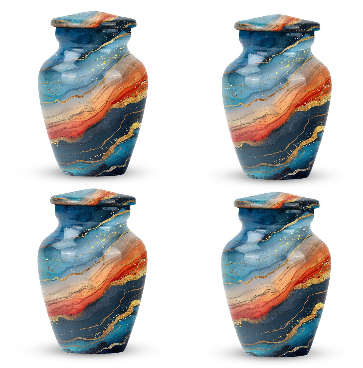 Classic 10-inch abstract urn for burial cremation.