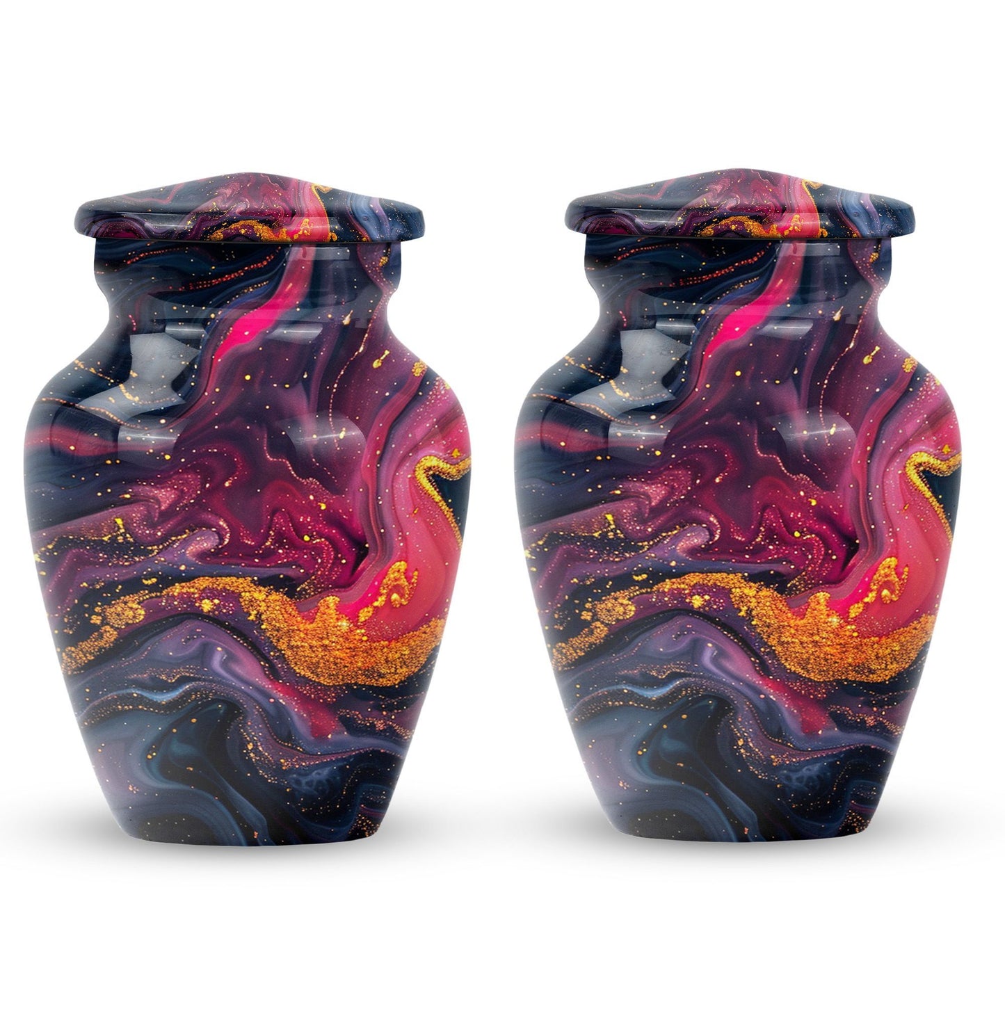 Classic 10-inch Abstract Urn, aluminium funeral cremation urn for women.