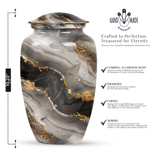Vibrant Swirl Urn made of Aluminum, ideal for adult ashes.