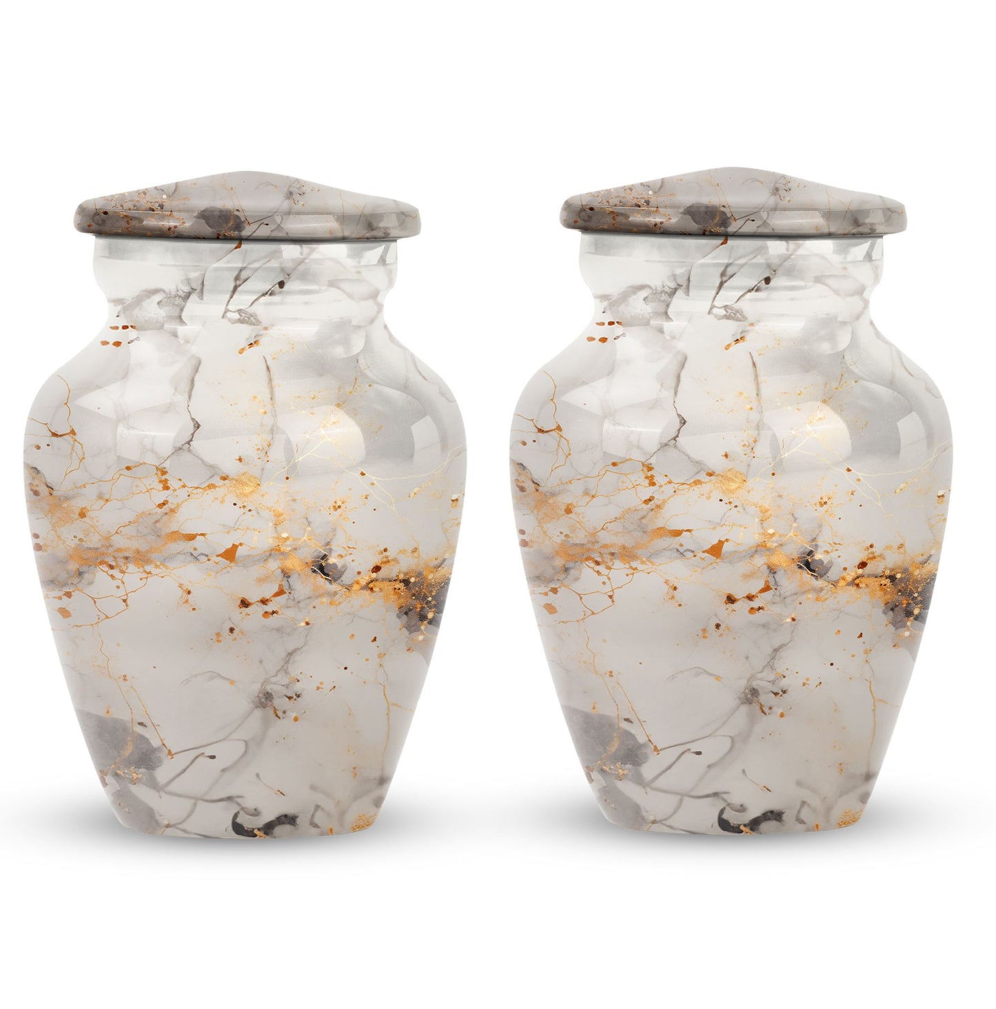 vibrant swirl urn, aluminium cremation urn for adult ashes.