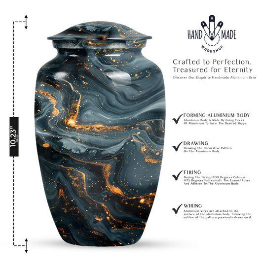 Classic 10-inch Vibrant Swirl Urn for cremation.