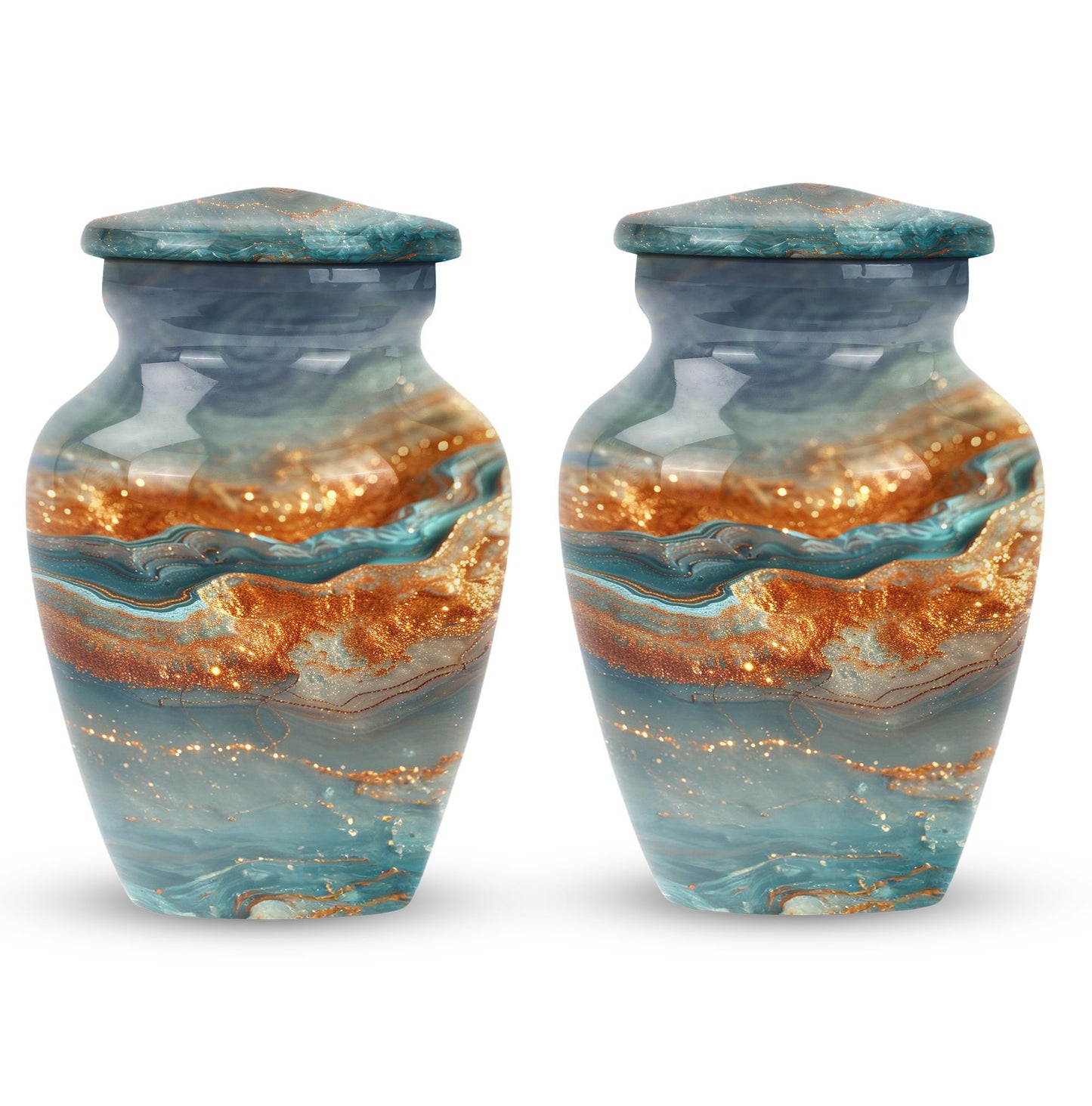 Vibrant Swirl Urn, classic abstract design cremation urn.