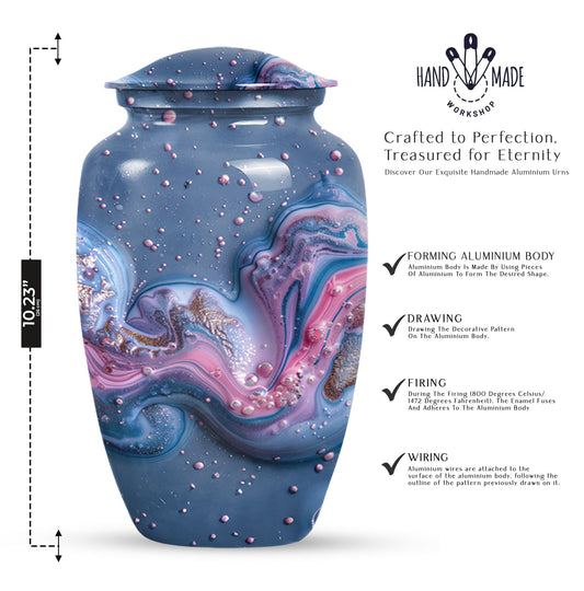 Classic Abstract Aluminium Urn for ground burial.