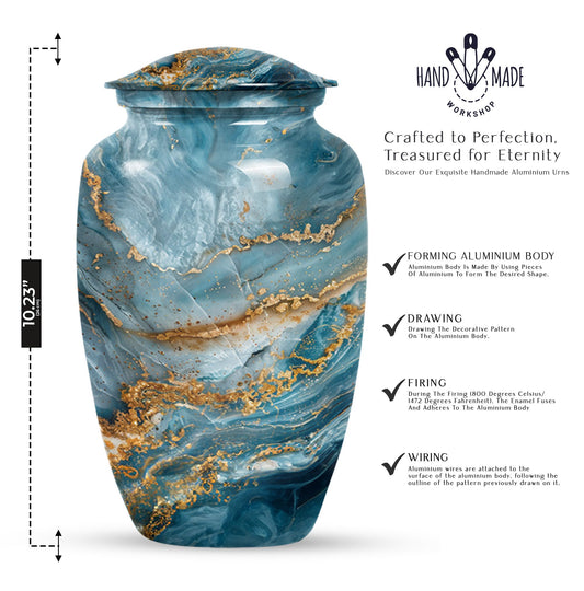 10-inch colourful swirl urn, classic design for adult ashes.