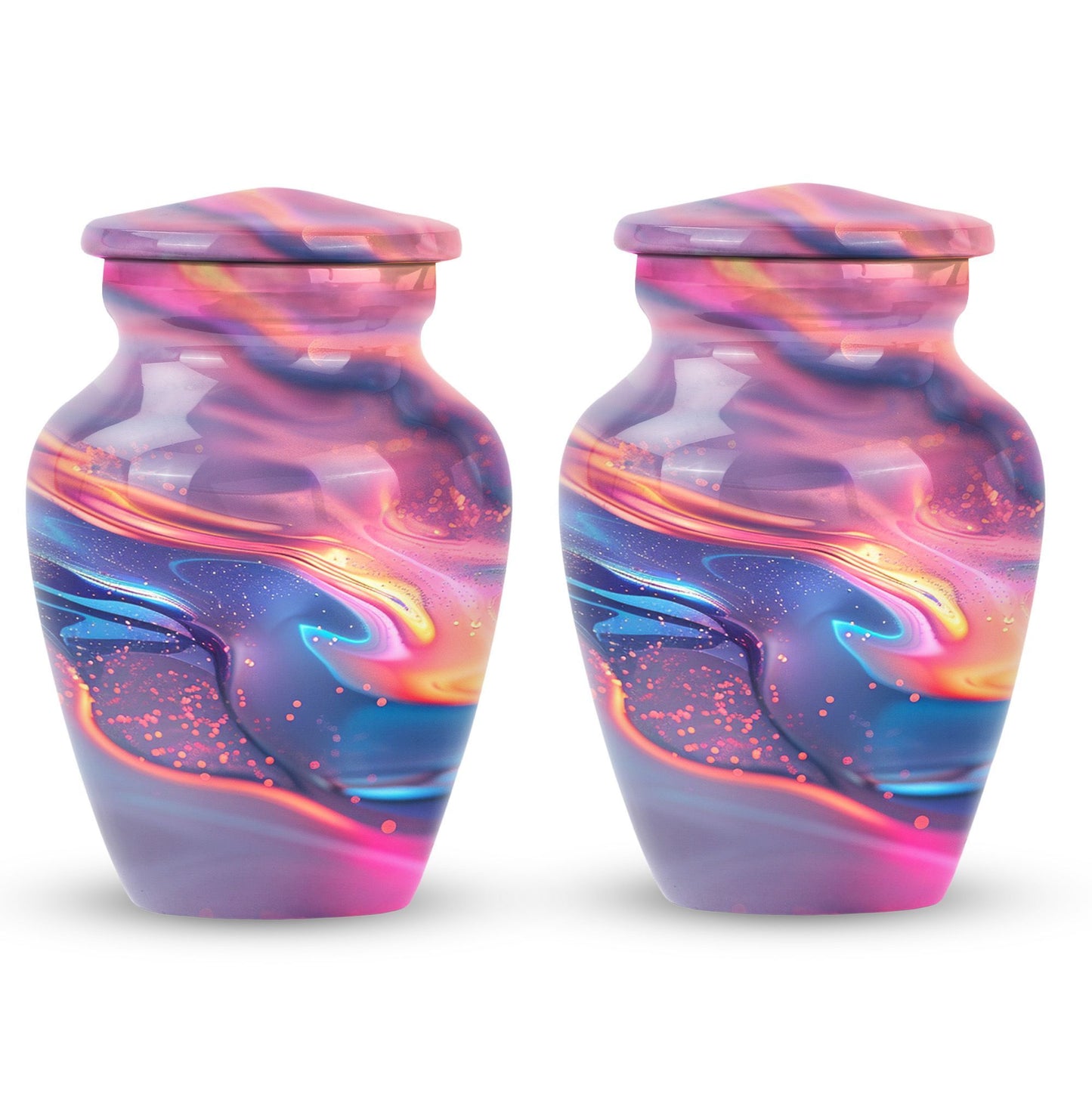 10 Inch Abstract Aluminium Urn for burial cremation.