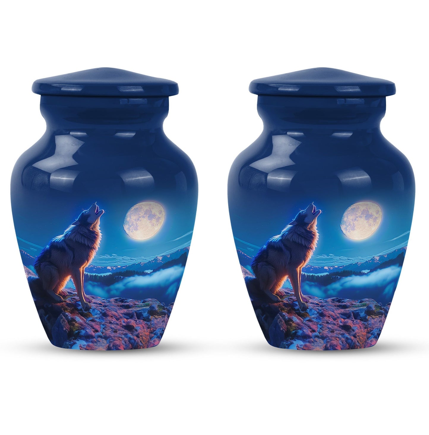 howling wolf design, for adult human ashes