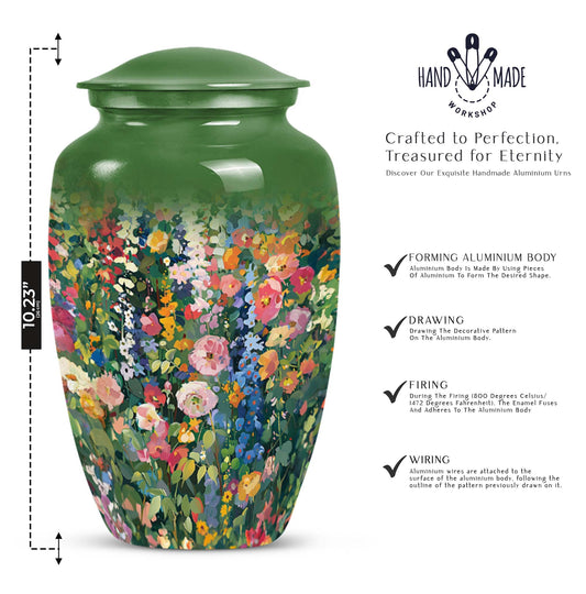 Flowers Urn, large cremation urn for memorial burial