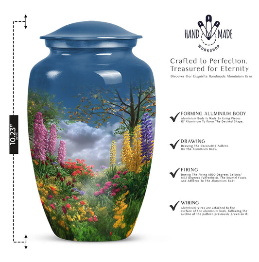 FLOWERS Urn, Classic memorial urn for women ashes