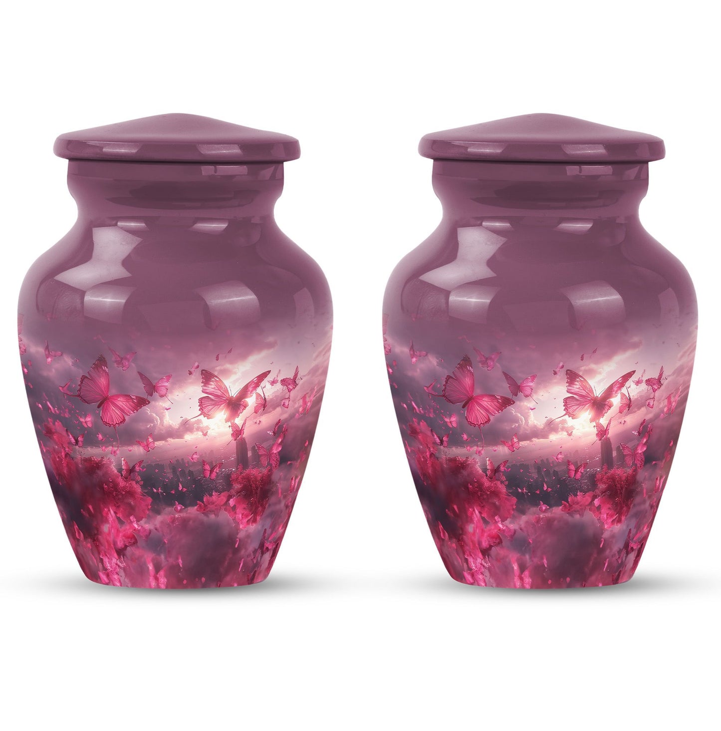 pink butterfly urn for dad, large cremation urn
