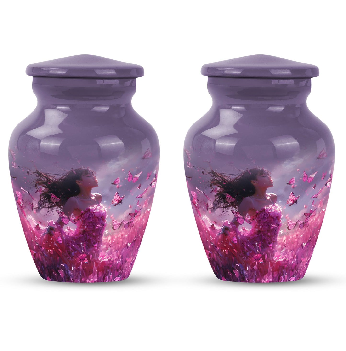 pink butterfly cremation urn,