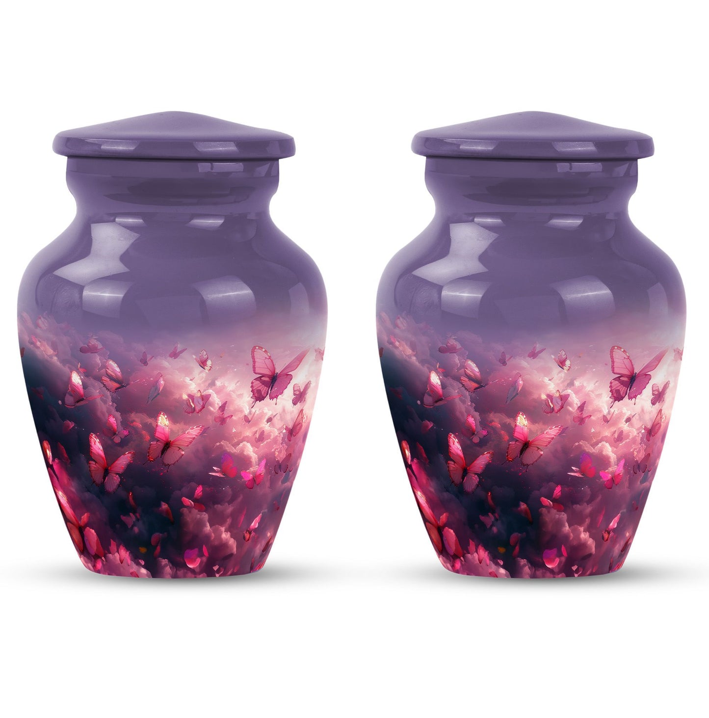 pink butterfly classic cremation urn,