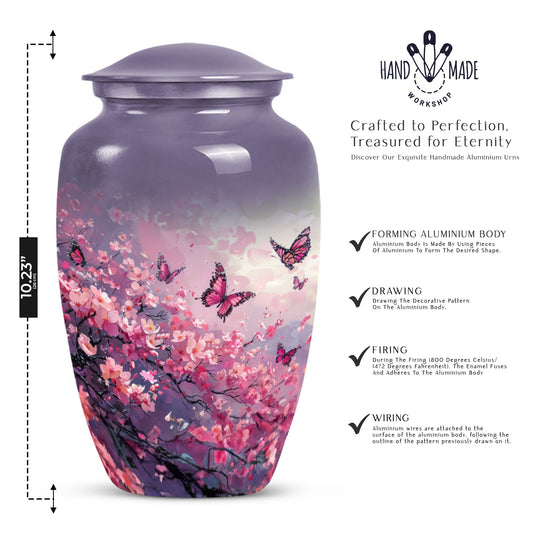 pink butterfly large urn for ashes
