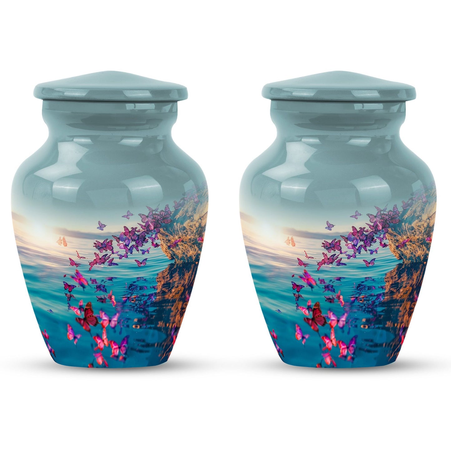 butterfly-themed large urn for adult ashes