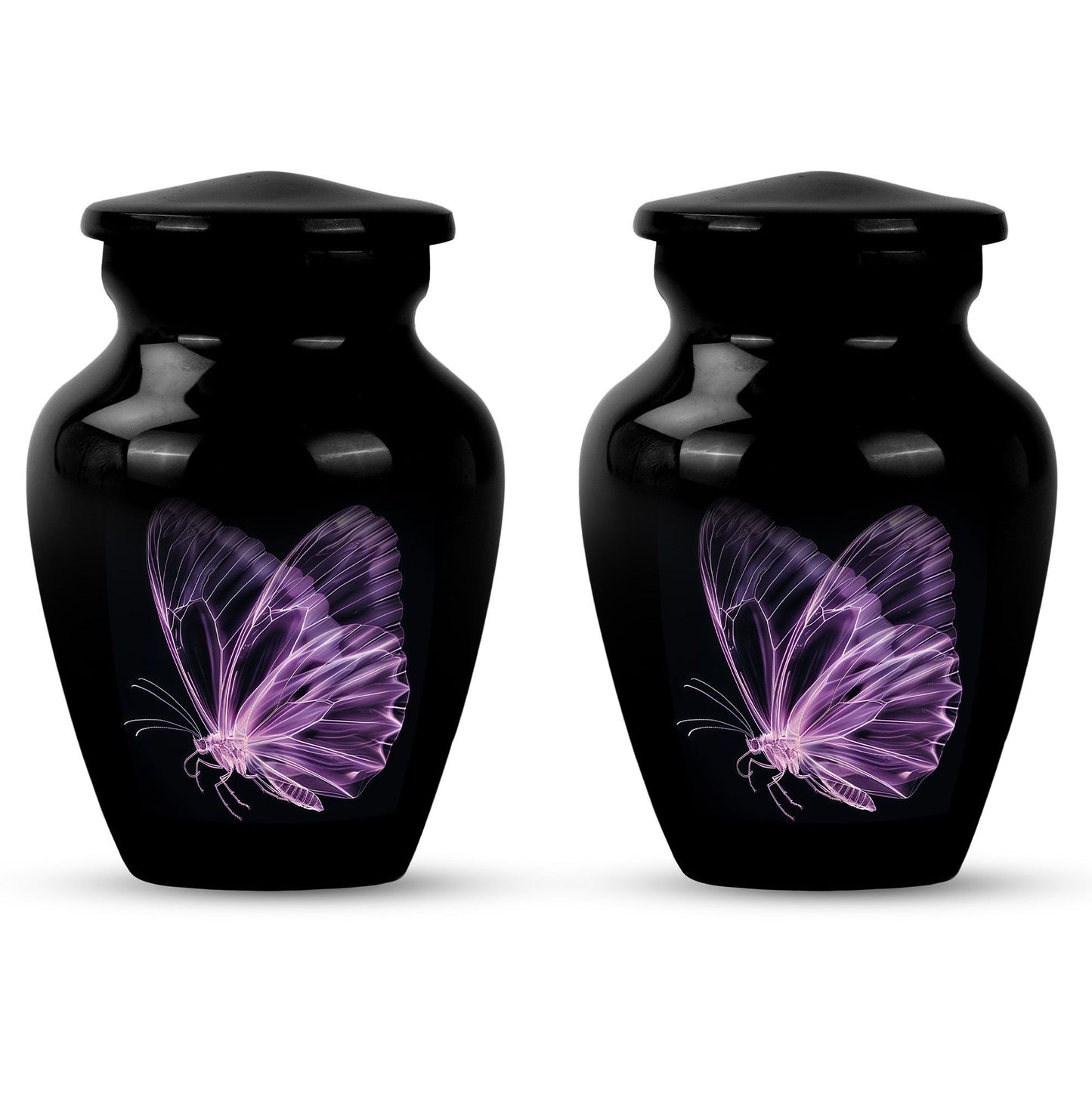 purple butterfly Aluminium cremation urn