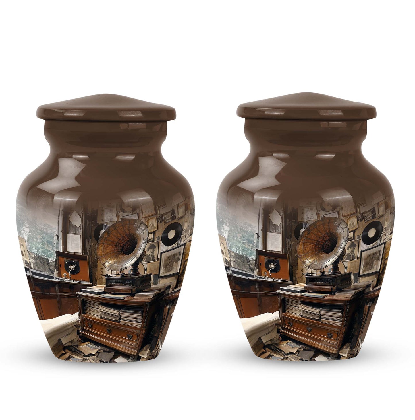 Gramophone Urn, burial ash urn for adults