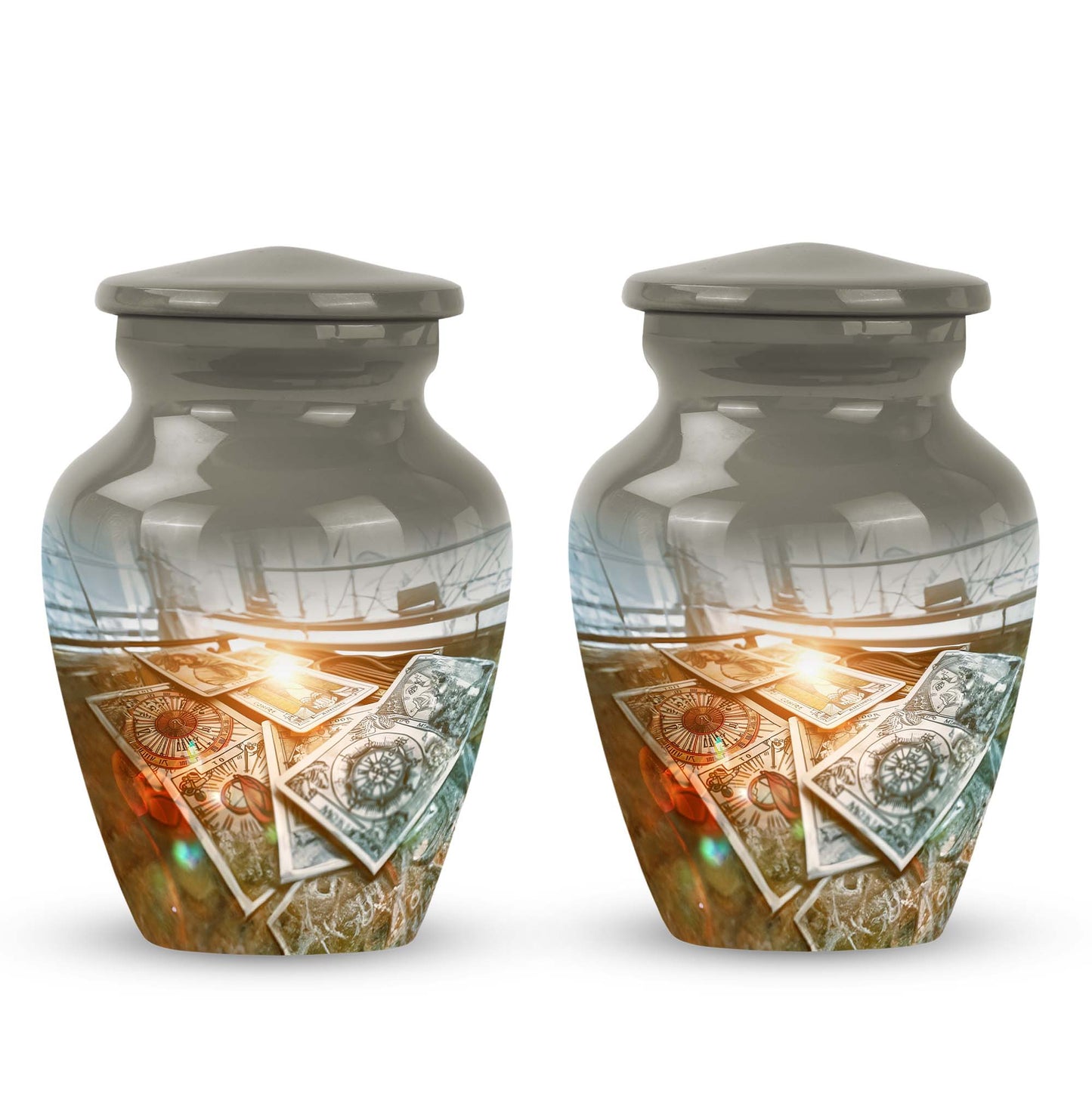 10-inch Classic Tarot Urn made of Aluminium with abstract