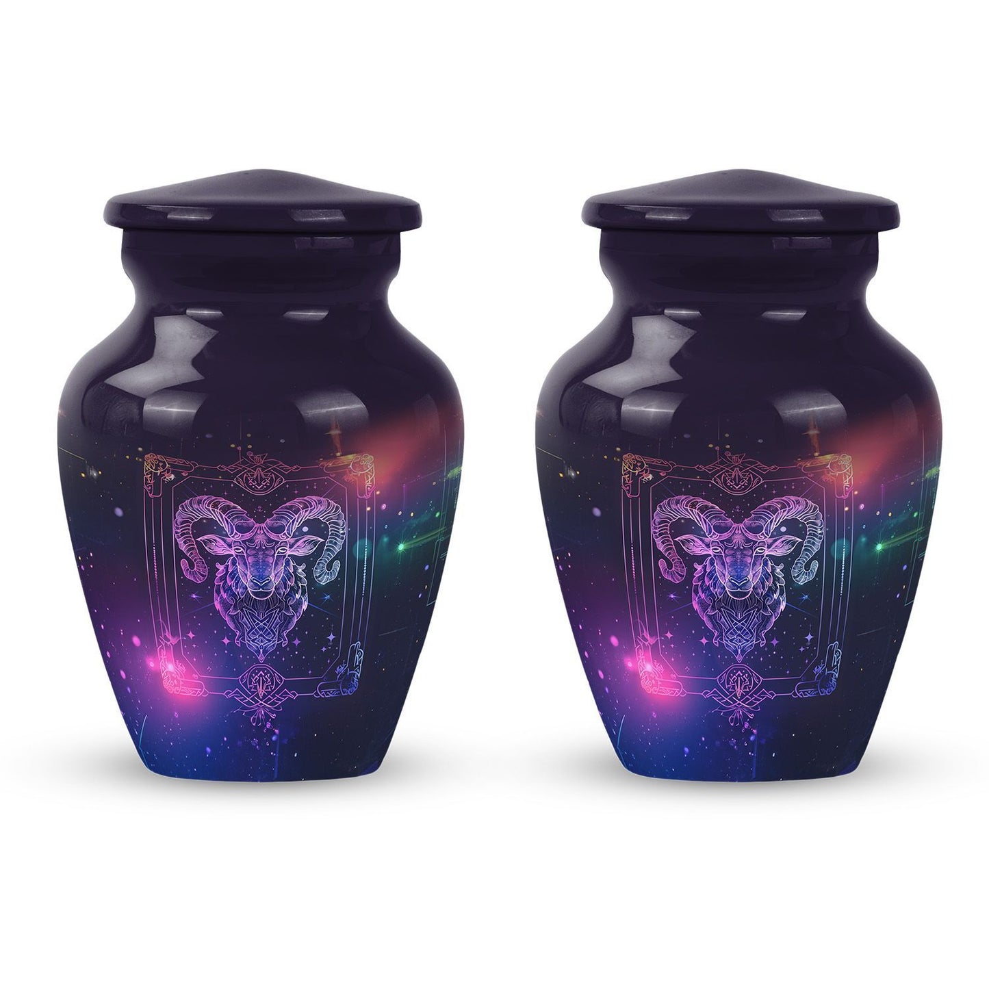 10-inch classic zodiac urn in an abstract design for cremation ashes, customizable with engraved names