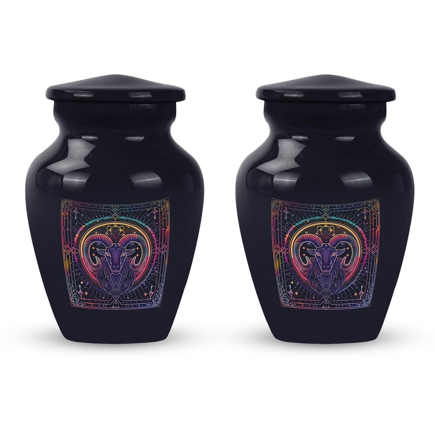 Abstract themed zodiac 10-inch classic funeral urn.
