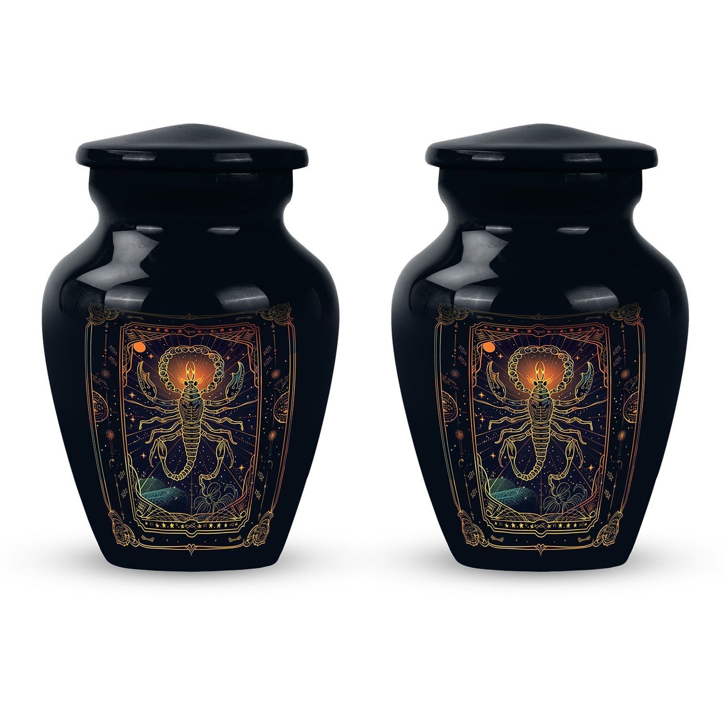 10-inch classic abstract design zodiac urn.