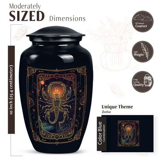 10-inch classic abstract design zodiac urn.