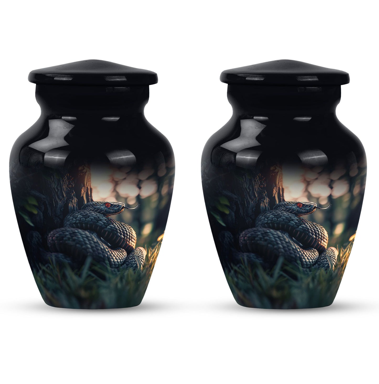 snake urn in abstract design for memorial funerals,