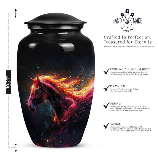 Classic 10-inch Horse Urn made of Aluminium