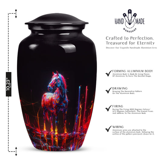 Classic 10-inch Horse Urn crafted from aluminium.