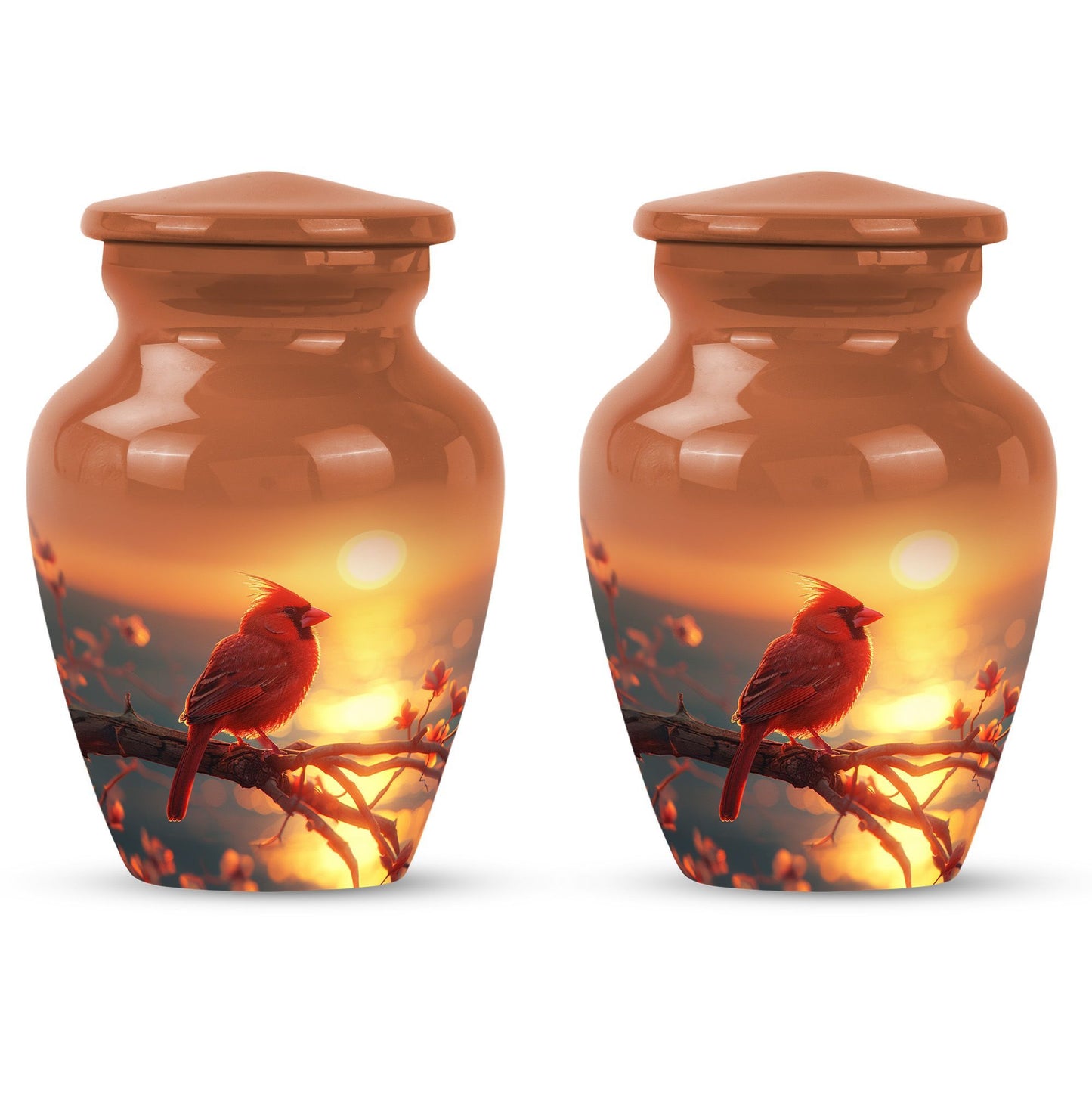 Classic 10 inch Cardinal Bird Urn in aluminium