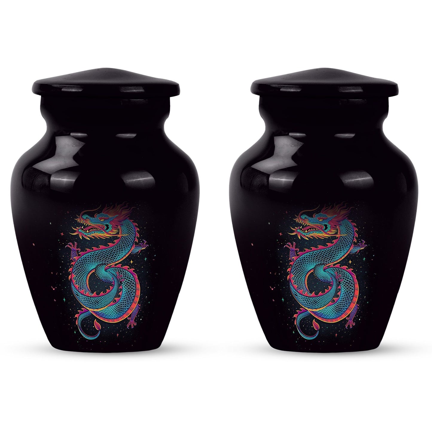 Dragon urn, a classic, large aluminium funeral urn.