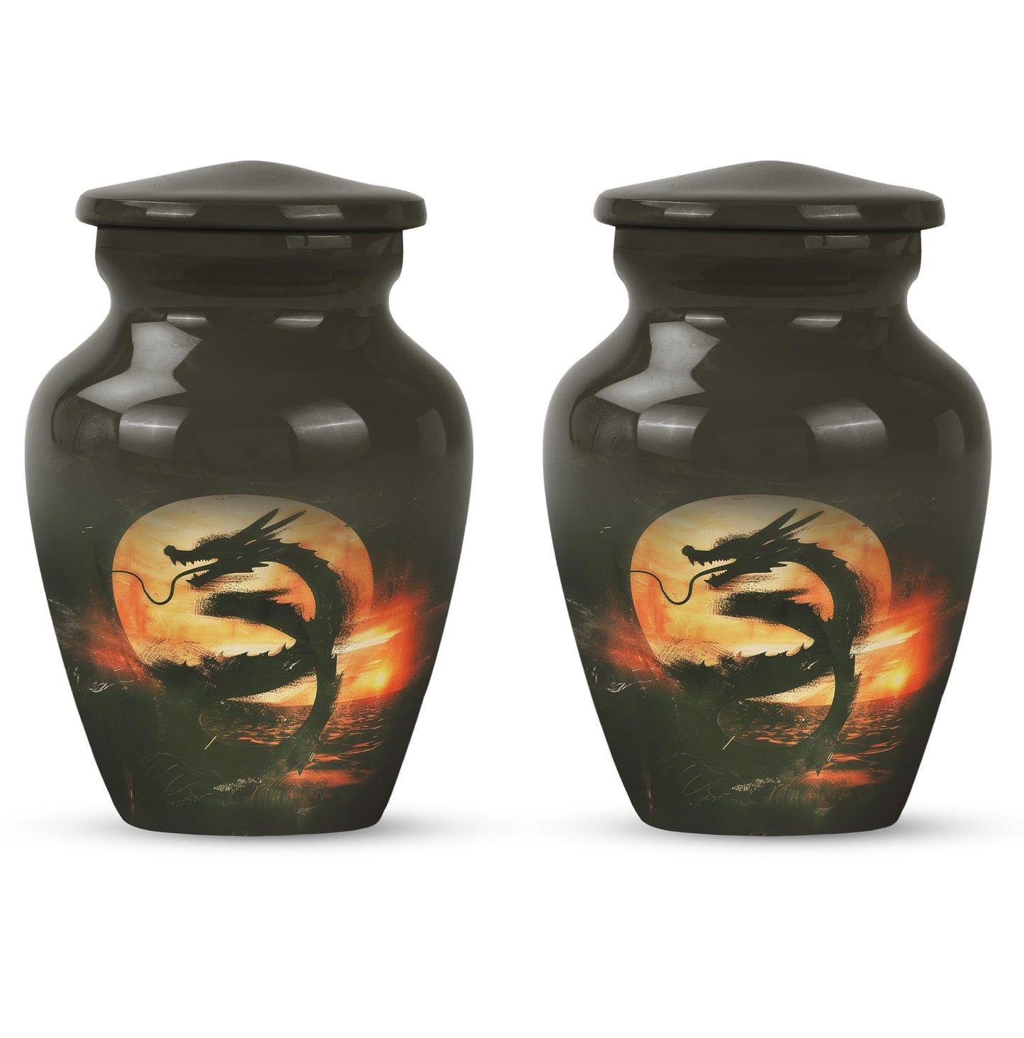 Classic 10-inch dragon pattern aluminium urn