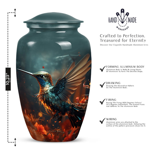 Classic 10-inch humming bird urn.