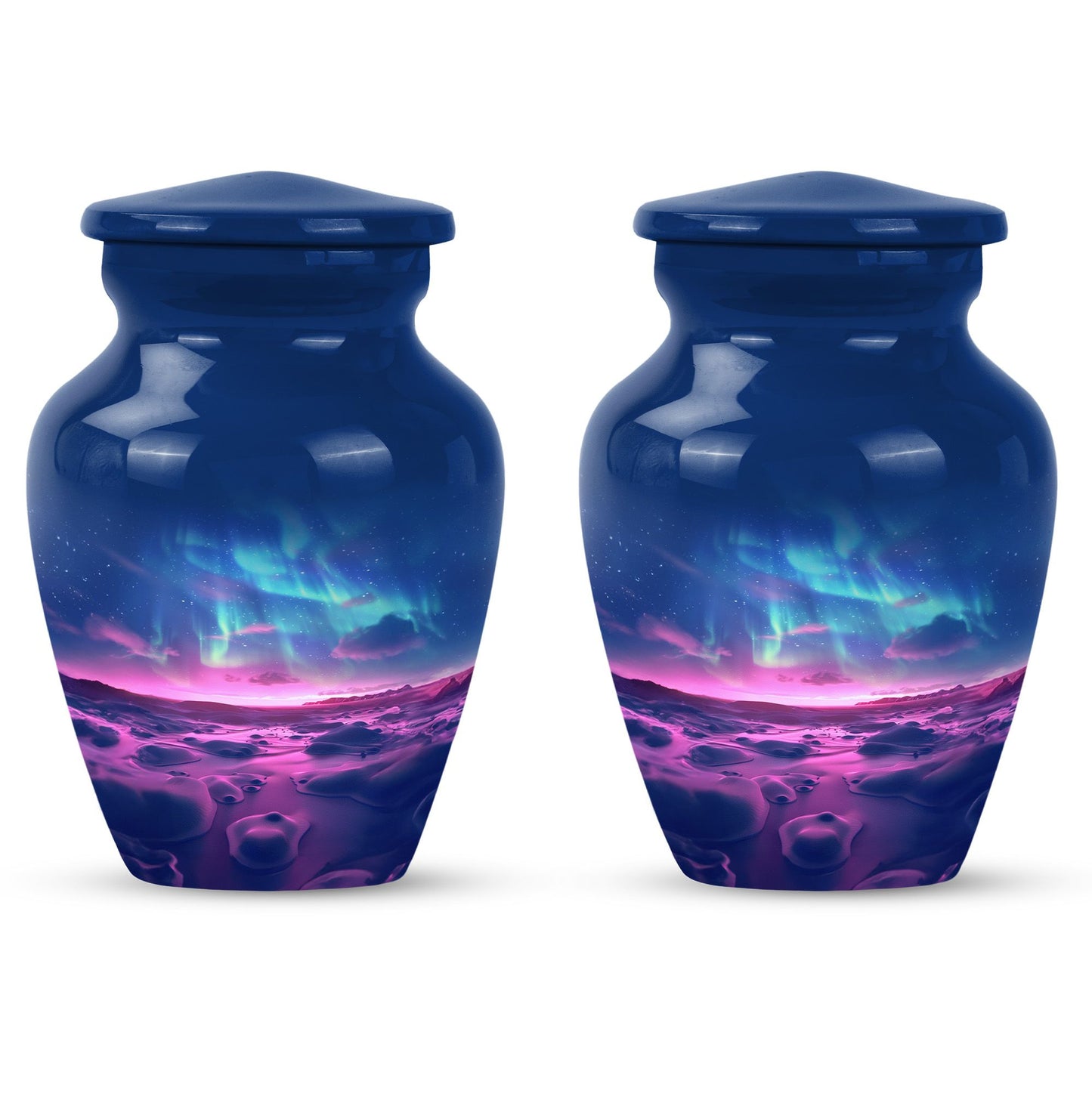 AURORA 10-inch classic urn in aluminium for human ashes.