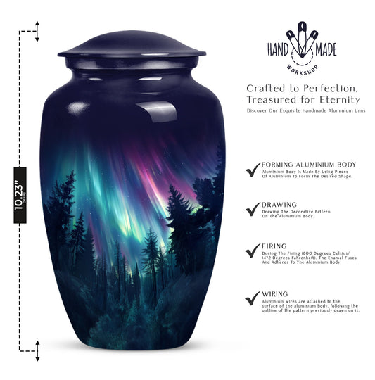 AURORA Urn, classic aluminium burial urn for human ashes.
