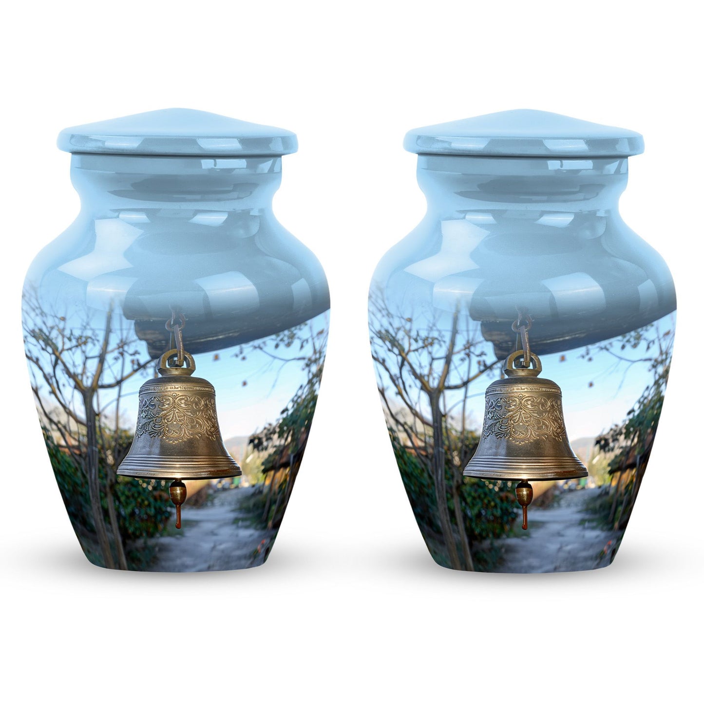 10-inch classic bell urn for adult ashes with engraved names