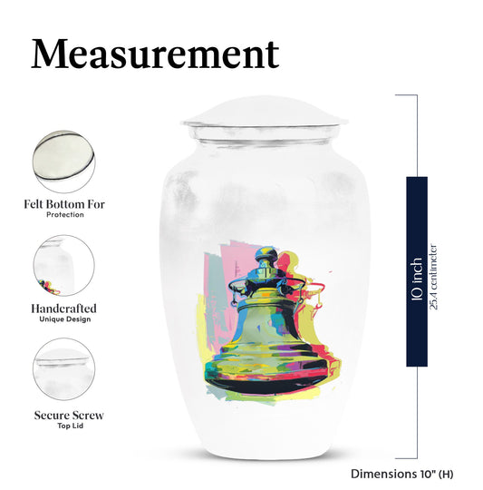 Classic 10-inch bell urn for adult female burial.