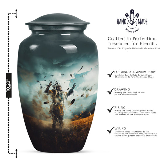10-inch native american urn for memorial burials,