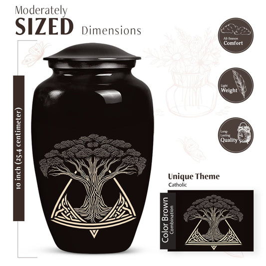 10-inch classic catholic cremation urn for human ashes,