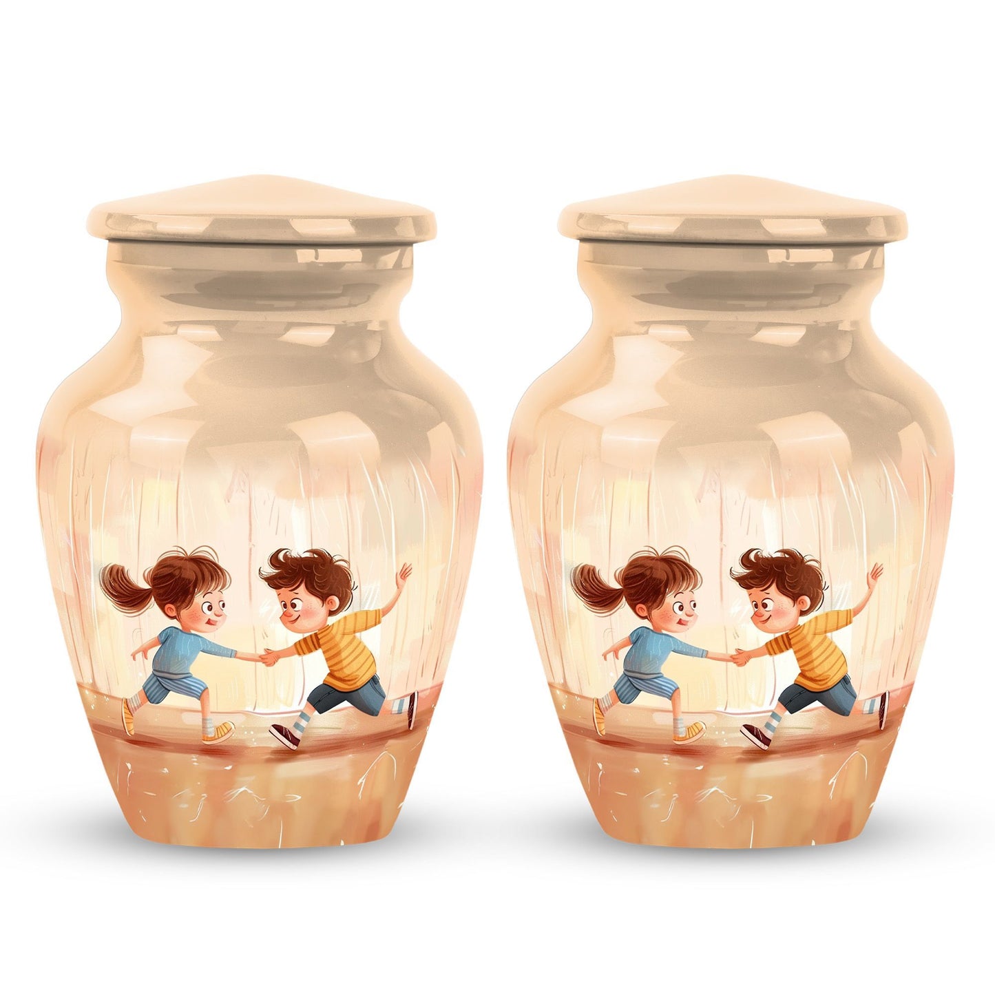 10-inch classic aluminium urn for brother and sister.