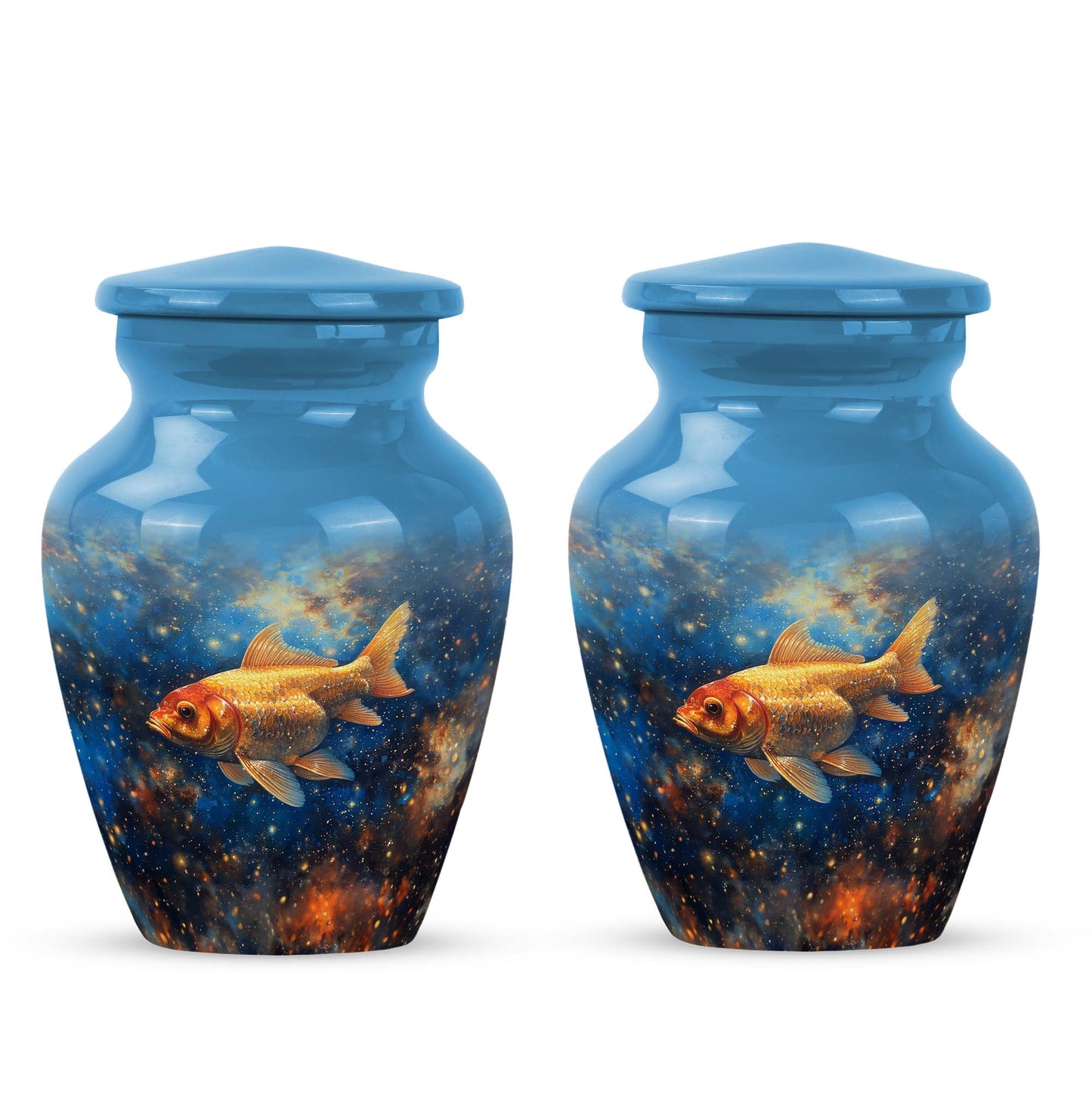 Abstract themed 10-inch fish urn
