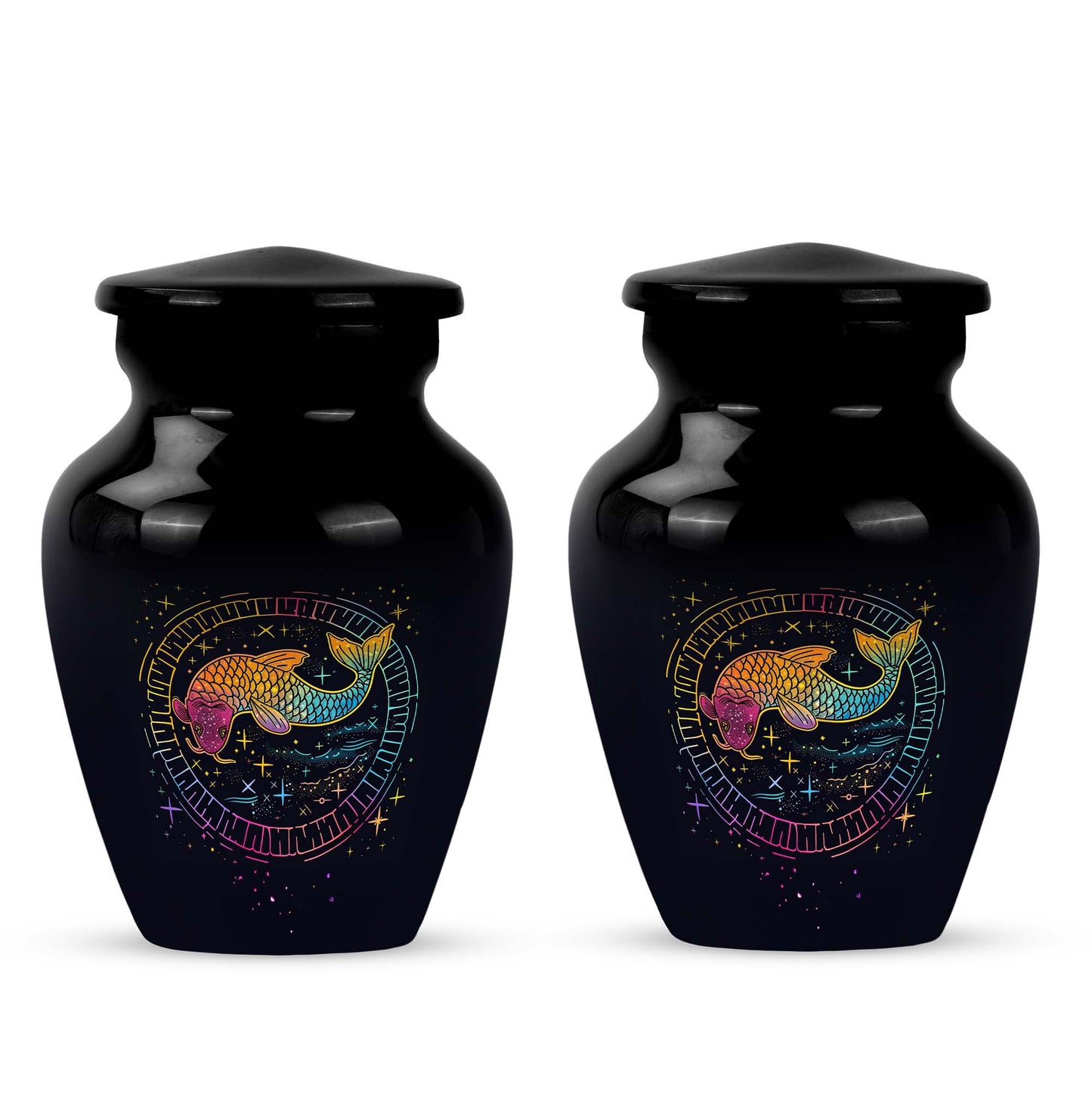 Abstract-themed large classic fish urn, aluminium cremation