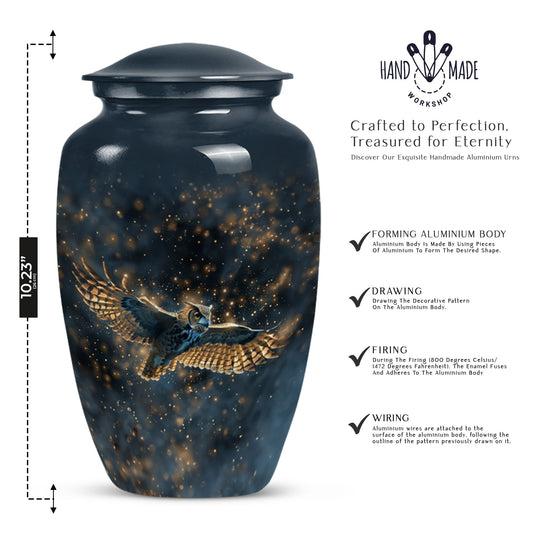 owl urn in abstract design, includes velvet pouch